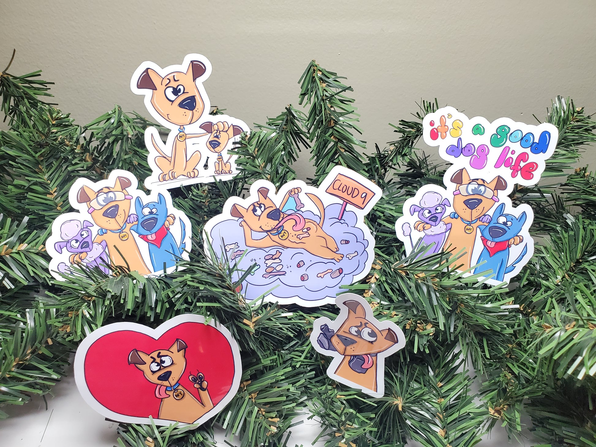 The full collection of stickers from our children's book "WOOF! The Dog That Did Doggy Things!"