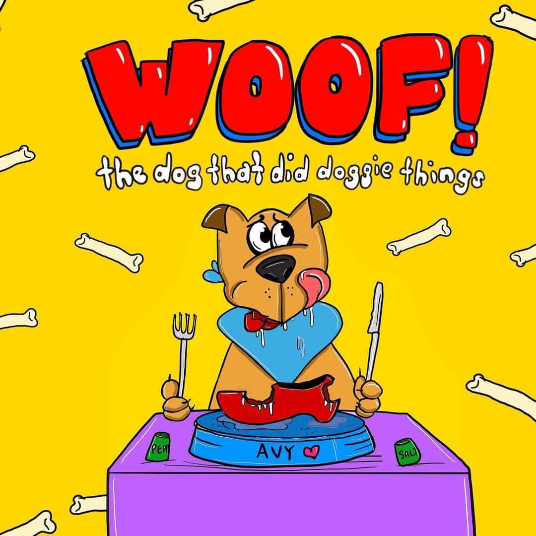 Cover photo of WOOF! The Dog That Did Doggie Things children's book about dogs
