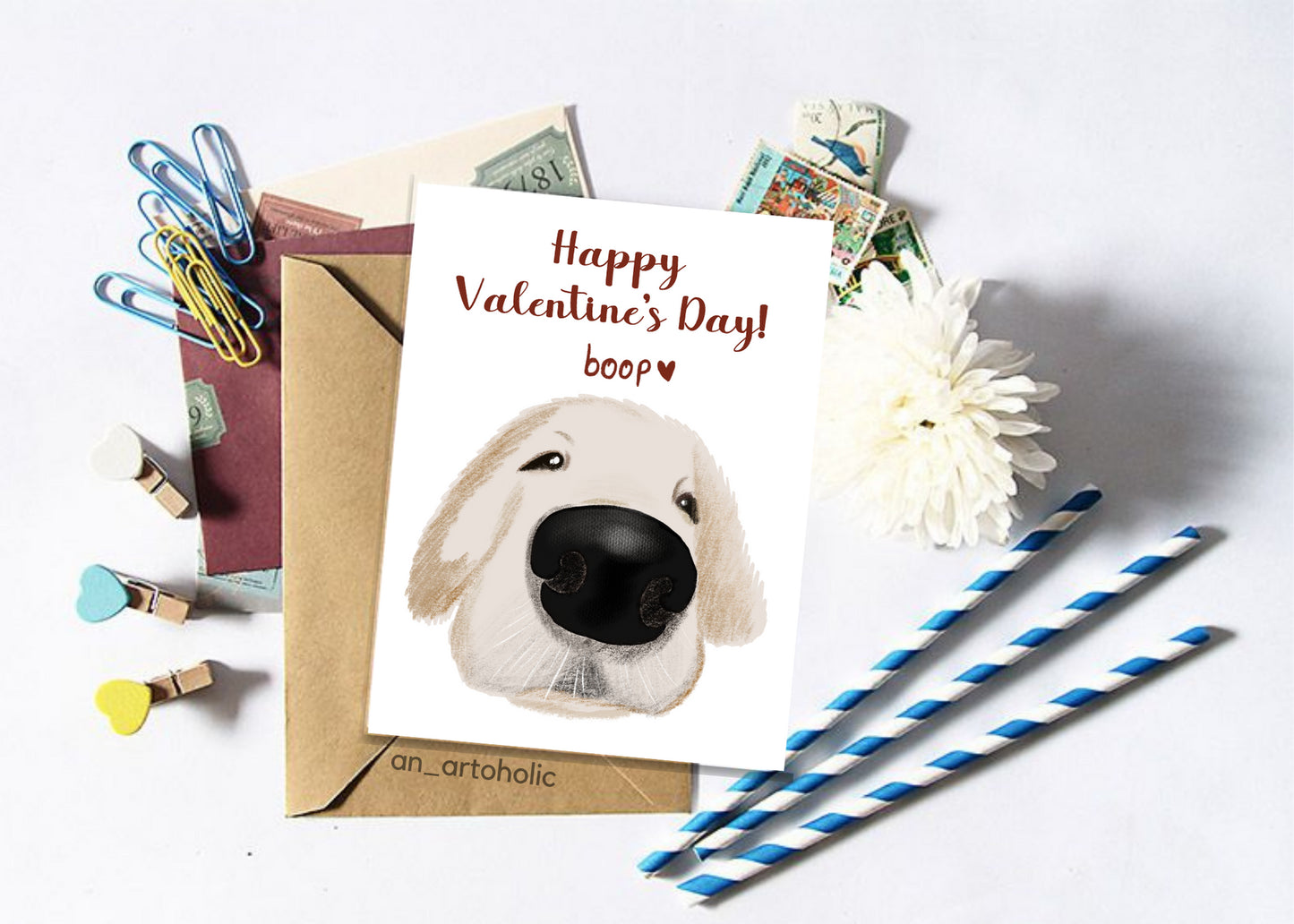 Dog-themed greeting card - Valentine's Day - Boop