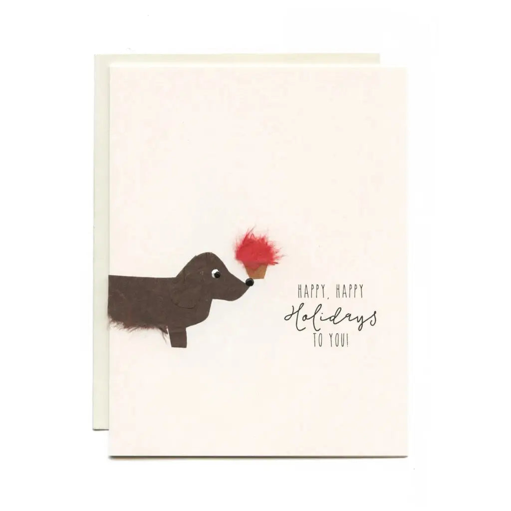 Dog-themed greeting card -  Happy, Happy Holidays To You Dog with Cupcake