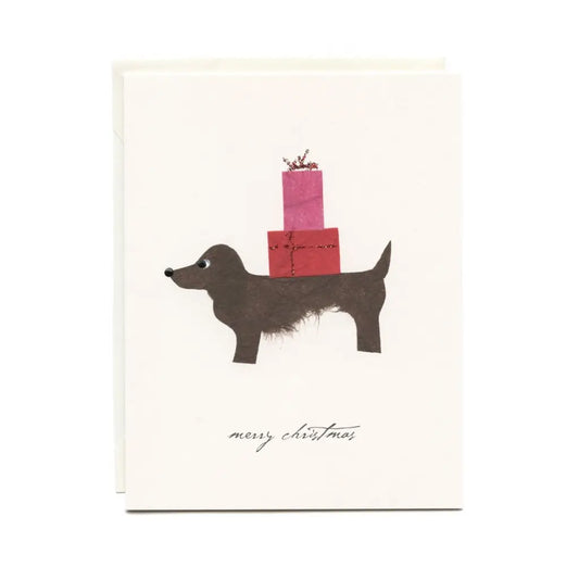 Dog-themed greeting card - Merry Christmas - Dog with Presents