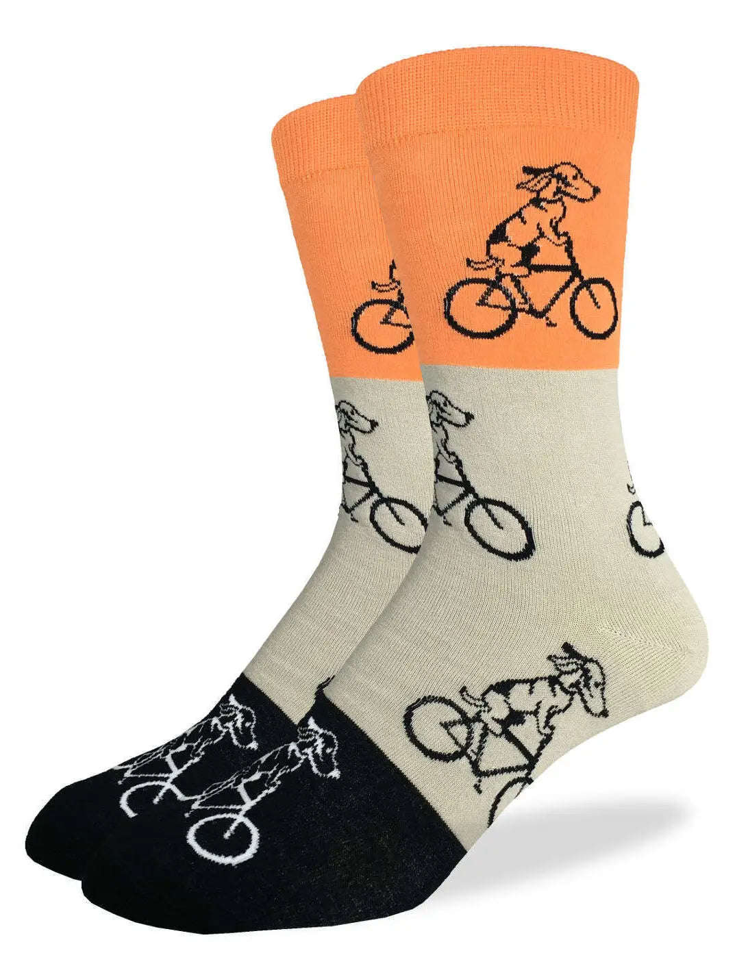 Dog-themed Socks - Orange Dog Riding Bike