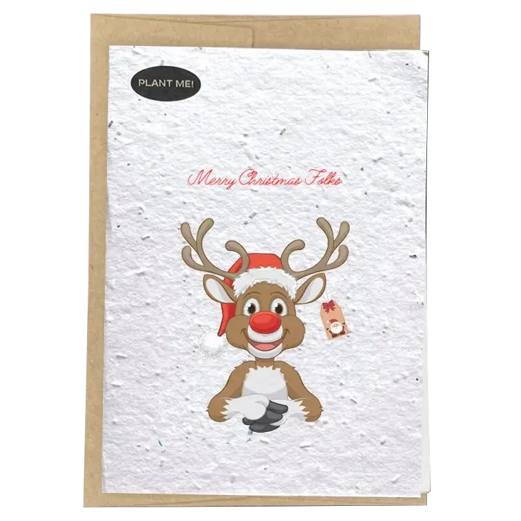 Dog-themed greeting card - Merry Christmas Folks - Plantable Card