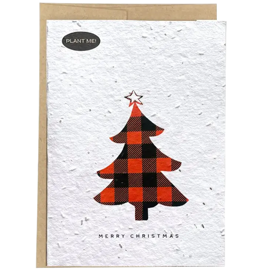 Plantable Greeting Card - Plaid Christmas Tree