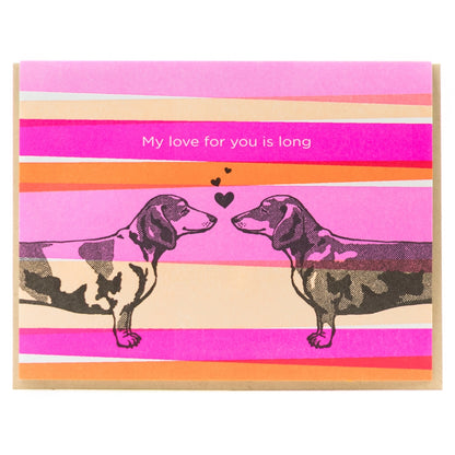 Dog-themed Greeting Card - Wiener Dog Love - Valentine's Day Card