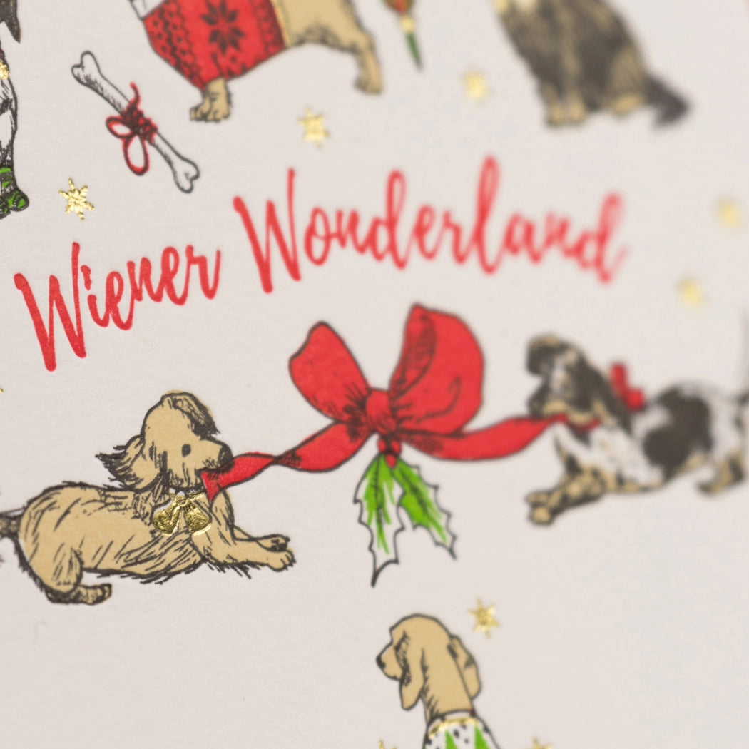Dog-themed Greeting Card - Wiener Wonderland Christmas Card