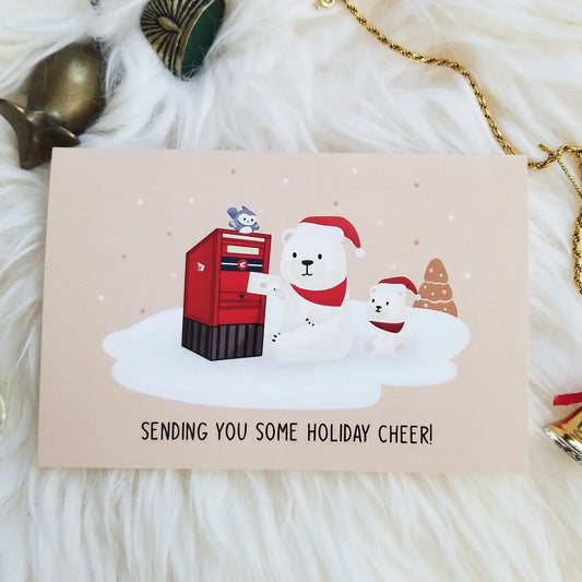 Animal-themed greeting card - Holiday Cheer - White Christmas - Canada