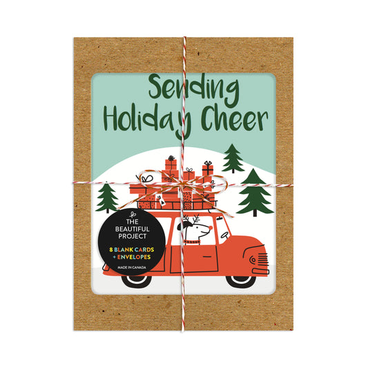 Dog-themed Greeting Card - Holiday Dog Driving - Box Set of 8 Cards