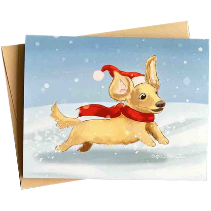 Dog-themed greeting card - Dachshund in the Snow Greeting Card