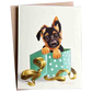 Dog-themed Greeting Card - German Shepherd Puppy in a Gift Box