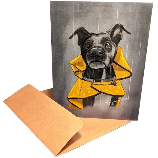 Dog-themed greeting card - Rainy Day Dog Greeting Card